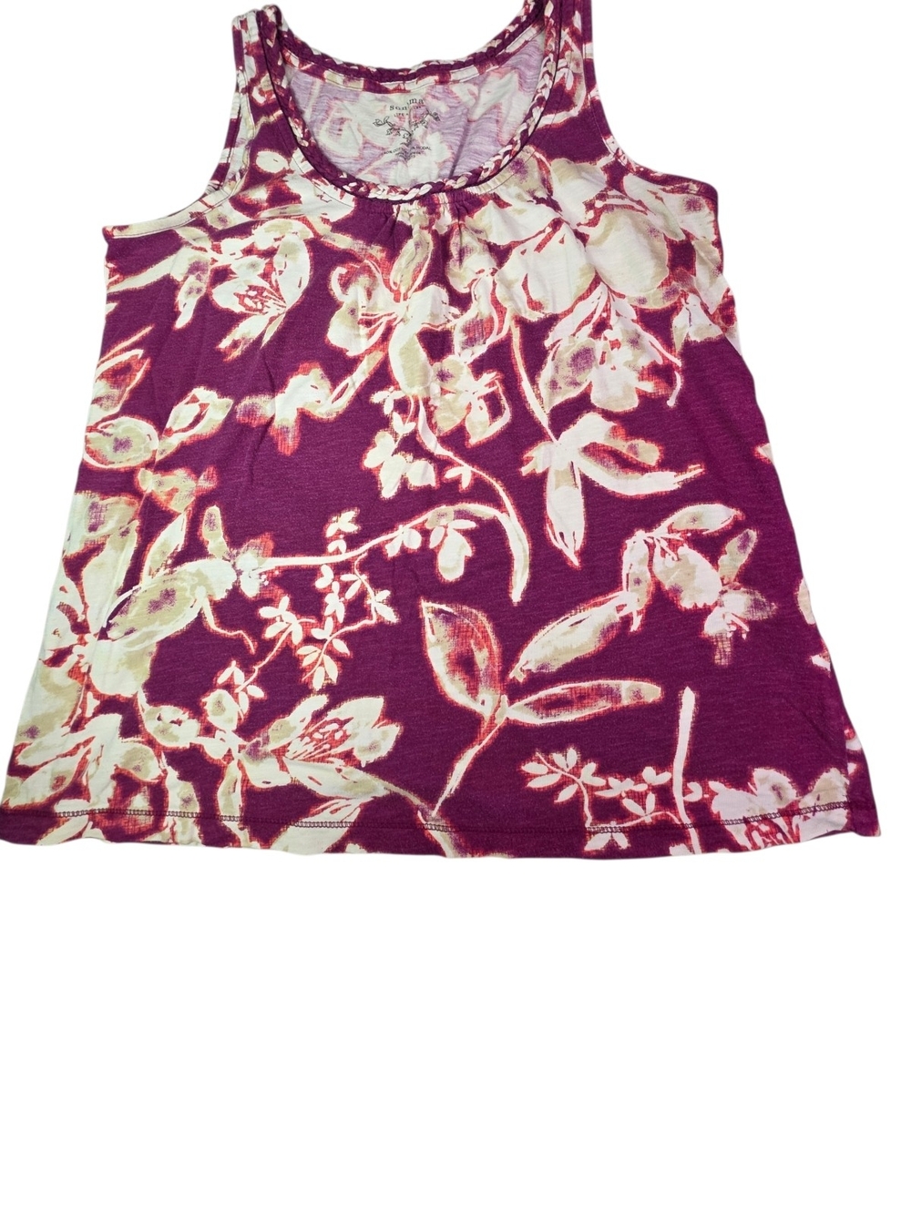 Sonoma Goods For Life Purple Floral Braided Tank Top Size Large
